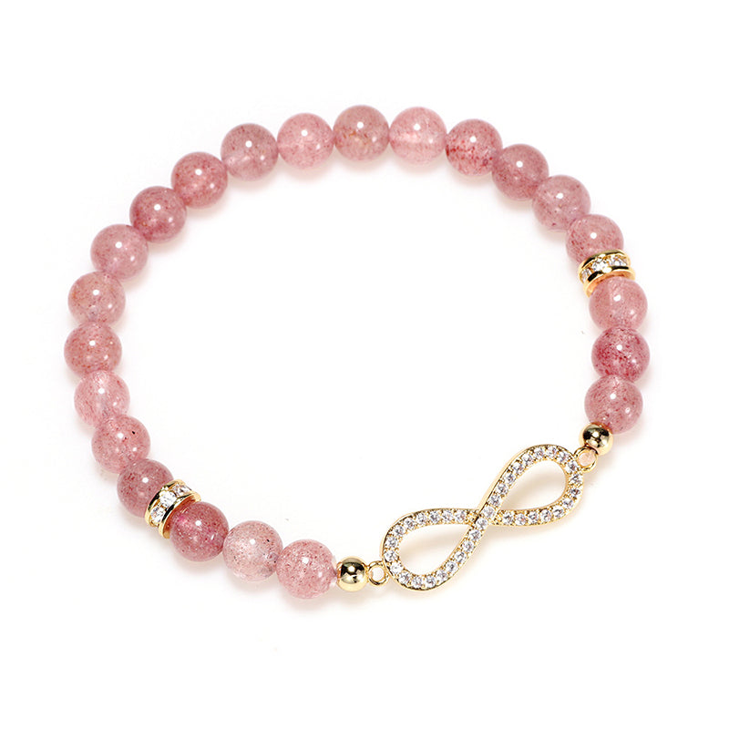 Braccialetto di guarigione positiva in quarzo fragola naturale Buddha Stones