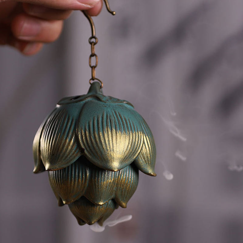 Decorazione per bruciatore di incenso sospeso Buddha Stones meditazione di loto - image 1