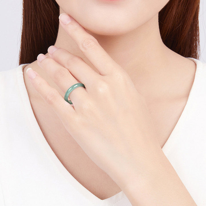 Anello di protezione della prosperità in giada naturale Buddha Stones