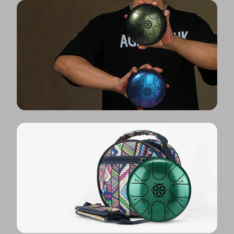 Buddha Stones Steel Tongue Drum Sound Healing Meditazione Yoga Drum Kit 8 Note 5 Pollici con Borsa per il Trasporto