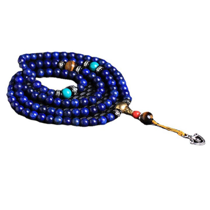 Bracciale Mala positivo con 108 perle di lapislazzuli Buddha Stones - image 4