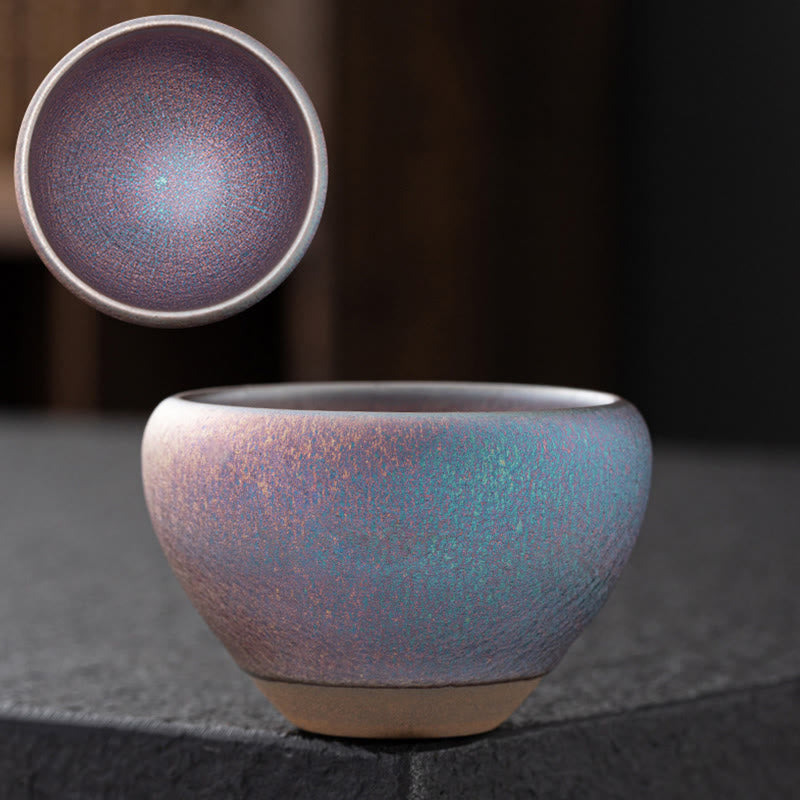 Buddha Stones Vintage Viola Arcobaleno Cinese Jianzhan Forno Cambiamento Tazza da Tè in Porcellana Tazza da Tè Kung Fu - image 1