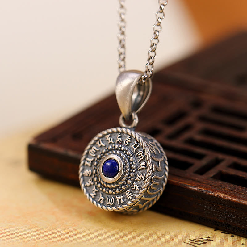 Collana con ciondolo in argento sterling 925 Buddha Stones, Om Mani Padme Hum, Lazurite, Lapislazzuli, Amore e Pace - image 2