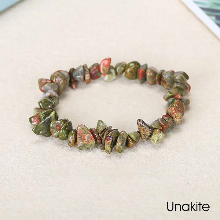 Braccialetto lenitivo con pietra di cristallo naturale di forma irregolare - Unakite (Circonferenza del polso: 15-16 cm) - image 66