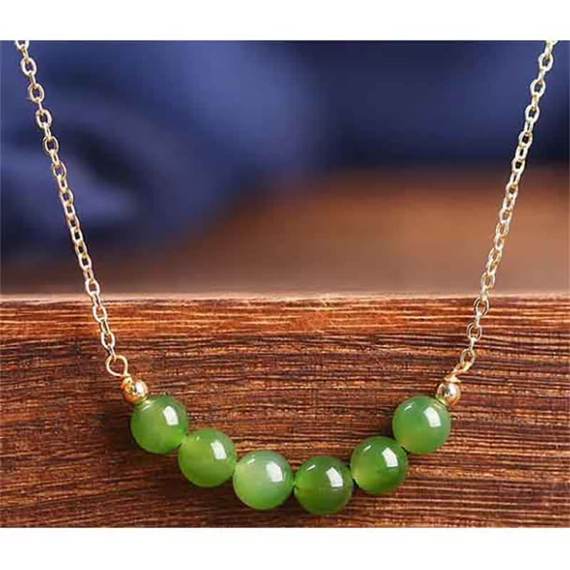 Collana con ciondolo portafortuna in giada ciano Hetian placcata in oro 14k