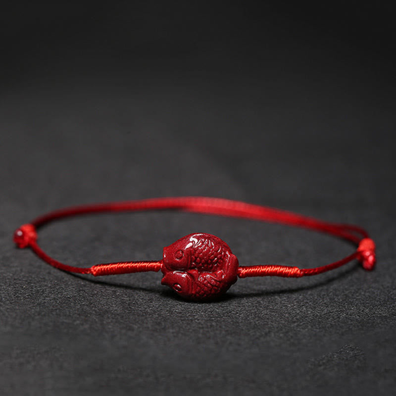 Braccialetto intrecciato con benedizione di Buddha Stones , fatto a mano, con fiore di prugna, quadrifoglio, PiXiu, loto, pesce koi, cinabro