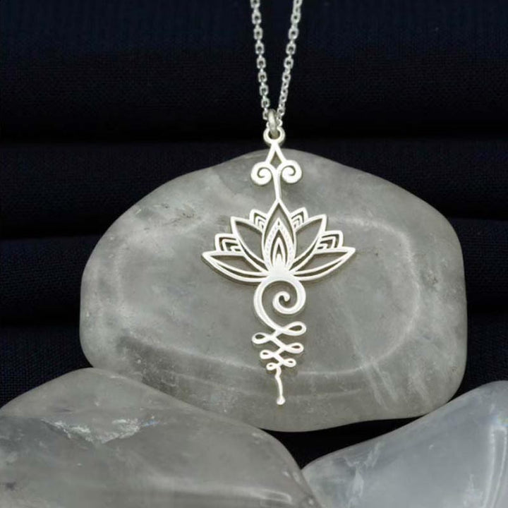 Buddha Stones Collana con ciondolo "Lotus Luck Wealth" - Argento - image 0