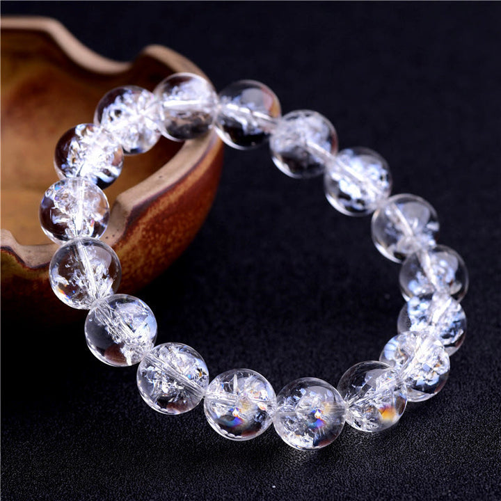Braccialetto di guarigione con protezione in cristallo bianco naturale Buddha Stones