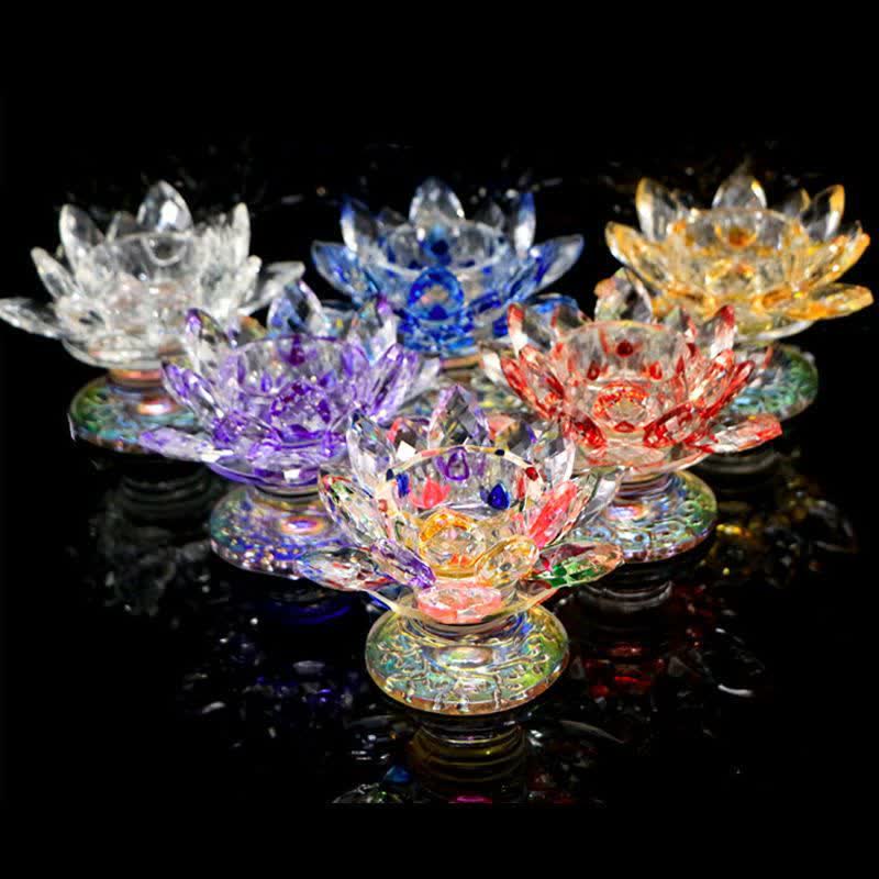 Portacandele in cristallo a forma di fiore di loto, decorazione per la casa e l'ufficio