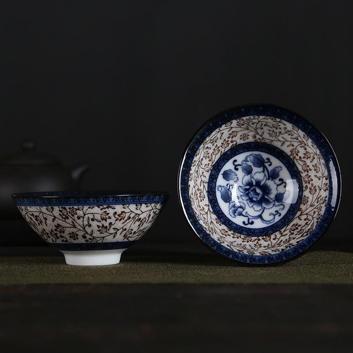 Buddha Stones Fiori Fu Carattere Montagne Loto Fiori di ciliegio Tazza da tè in ceramica Tazza da tè Kung Fu