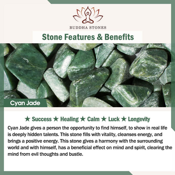 Buddha Stones Giada ciano Giada bianca Fiore Foglia Armonia Braccialetto Fortuna Braccialetto