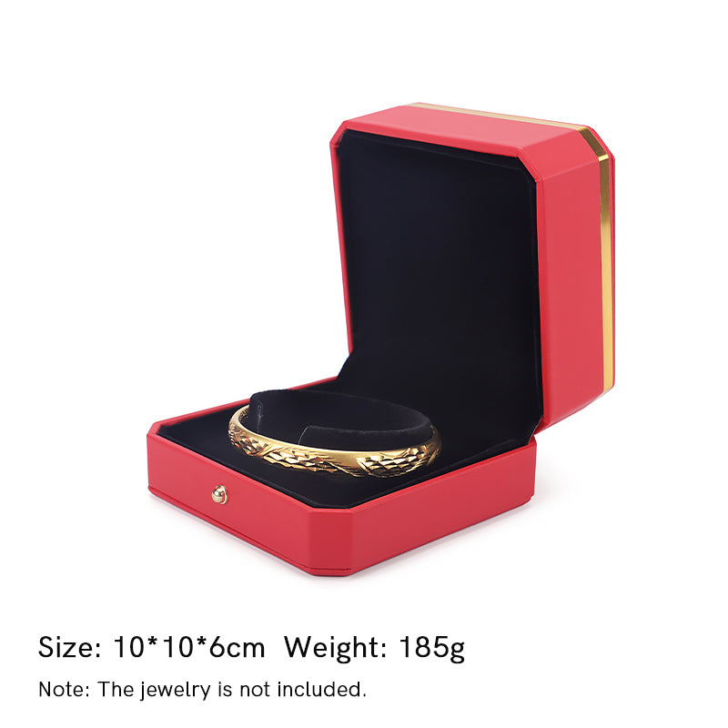 Scatola portaoggetti per gioielli in pelle PU, scatola regalo - Rosso - Scatola per braccialetti (10*10*6cm) - image 21