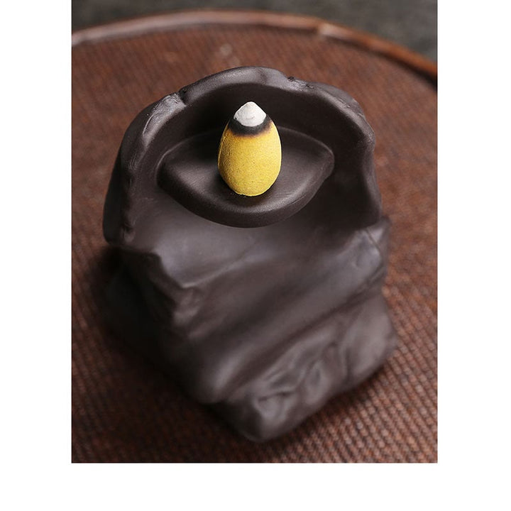 Buddha Stones Halloween Teschio Testa Viola Argilla Guarigione Bruciatore di Incenso Decorazione