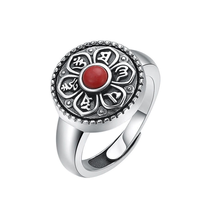 Anello girevole con Buddha Stones tibetano Om Mani Padme Hum Peace