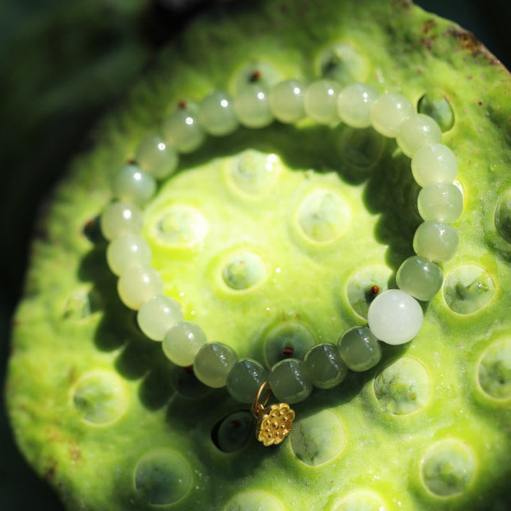 Buddha Stones Bracciale regolabile Jade Lotus Abundance - image 8