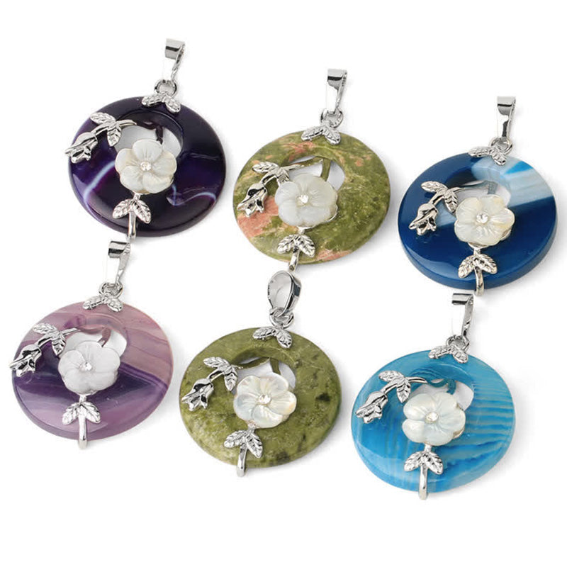 Buddha Stones Vari cristalli Ametista Avventurina verde Fiore Collana pendente curativa - image 1