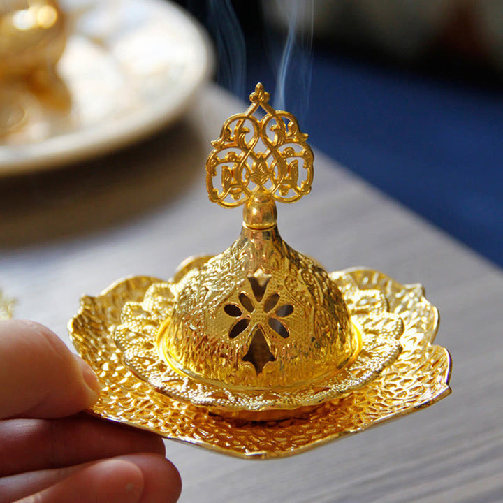 Sottobicchiere in foglia d'oro spirituale Mini lega di metallo bruciatore di incenso