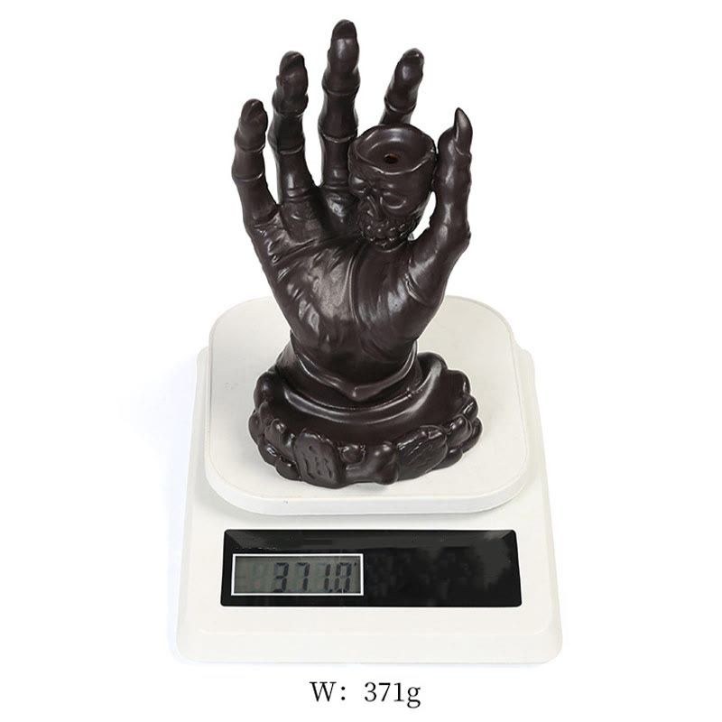 Buddha Stones Halloween Fantasma Mano Teschio Testa Ceramica Pace Guarigione Bruciatore di Incenso Decorazione