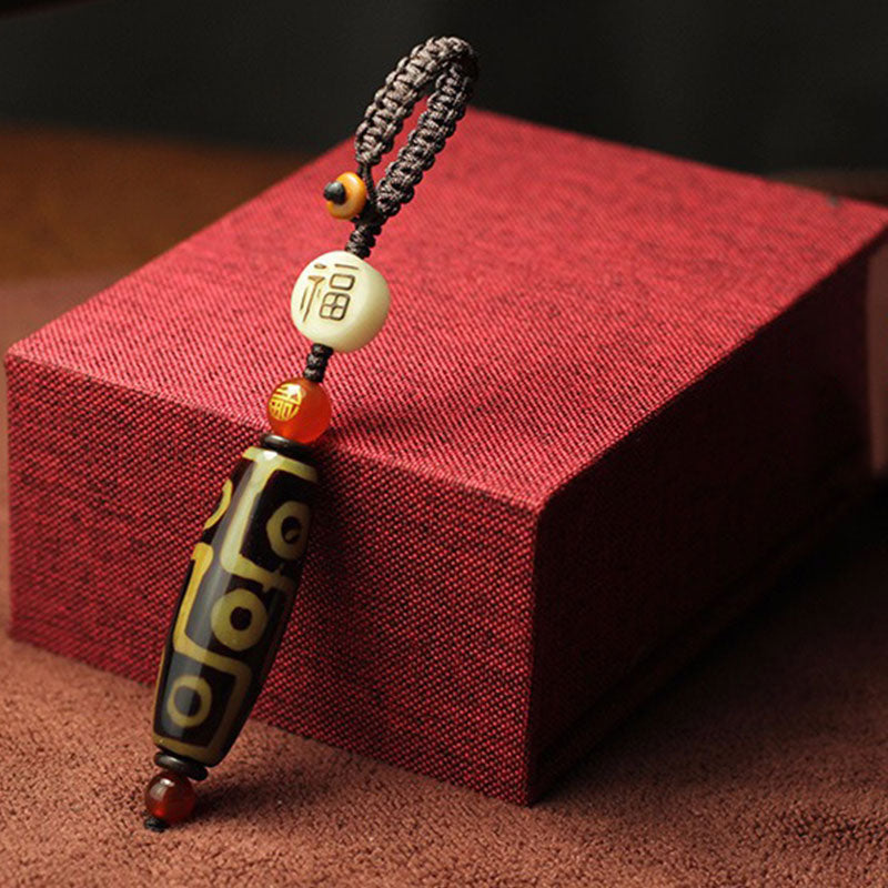Buddha Stones Tibetano Nove Occhi Dzi Bead Decorazione della Ricchezza - Rosso - image 2