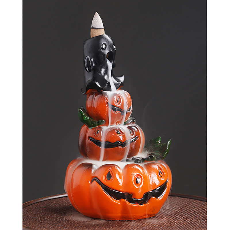 Zucche di Halloween, fantasma, resina, fontana di fumo a riflusso, bruciatore di incenso, decorazione