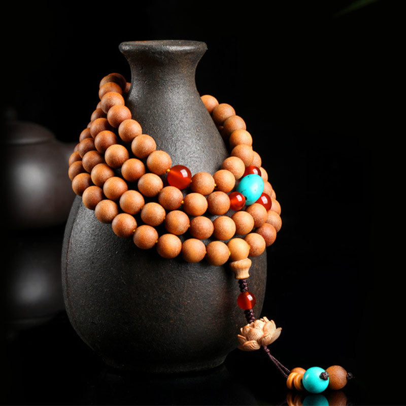 Bracciale Mala con Buddha Stones Tibetan Sandalwood Lotus Enlightenment