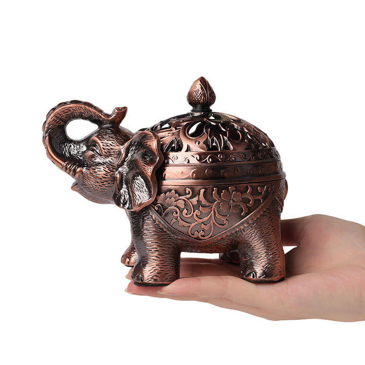 Buddha Stones Porta incenso in lega di elefante, decorazione per la casa, bruciatore di incenso - image 0