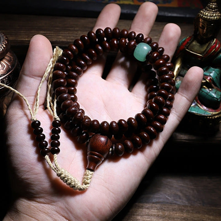 Buddha Stones Tibet naturale 108 Mala Beads Viola Bodhi Seed Three-eyed Dzi Bead Rame Dorje Harmony Bracciale