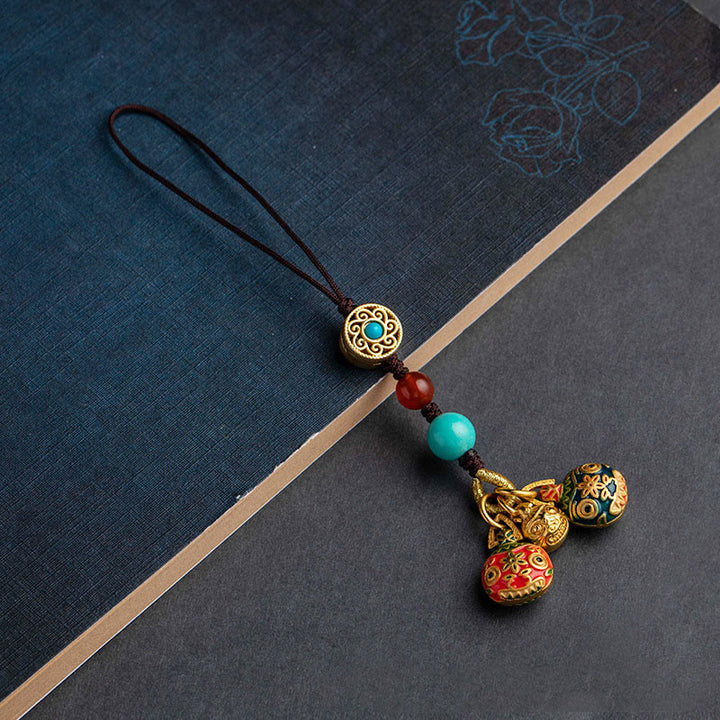 Buddha Stones Oro Ingoiare Bestia Famiglia Fortuna Portachiavi Auto Telefono Appeso Decorazione