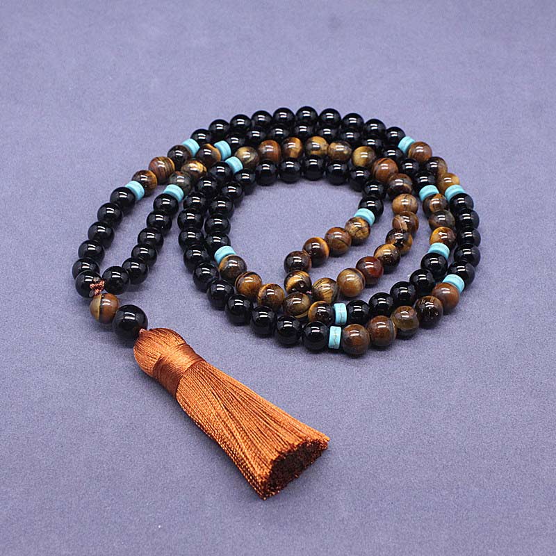 Set di Mala pacifici in onice nero tibetano Buddha Stones