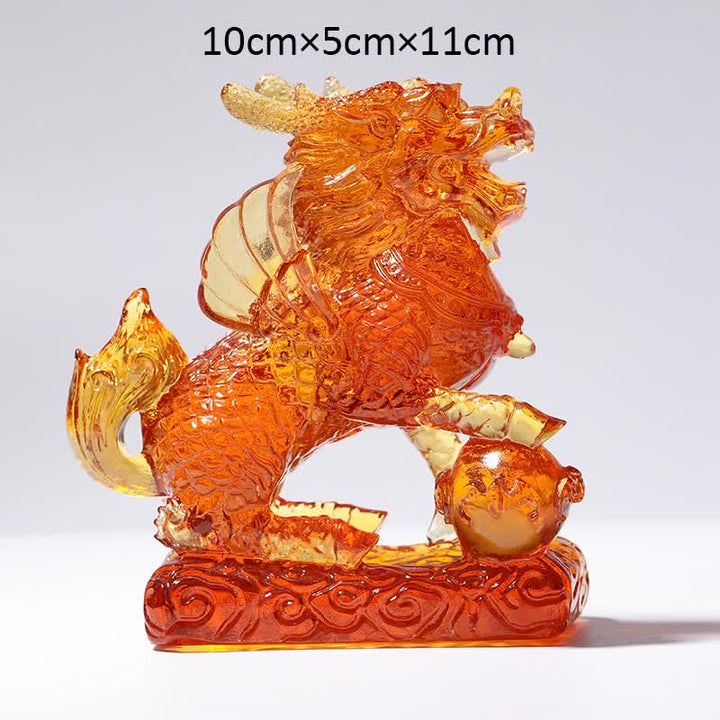 Feng Shui Kirin Fatto a mano Liuli Cristallo Arte Pezzo Fortuna Casa Ufficio Decorazione - Oro - Kirin&Ball - image 10