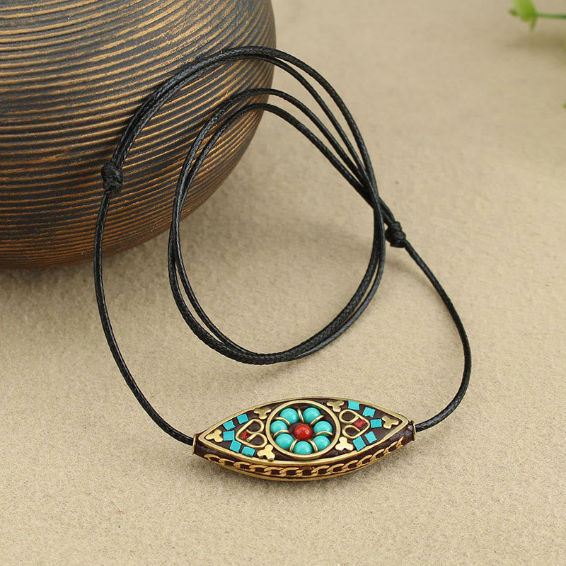 Buddha Stones con perline di turchese del Tibet, motivo marquise, protezione e forza - image 1