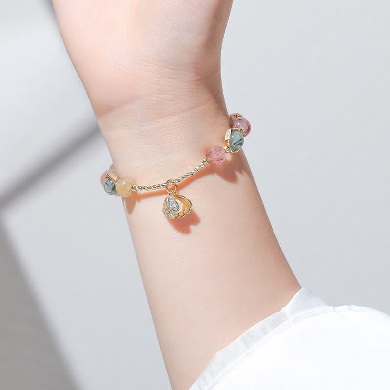 Braccialetto di perline di protezione in quarzo rutilato naturale colorato Buddha Stones