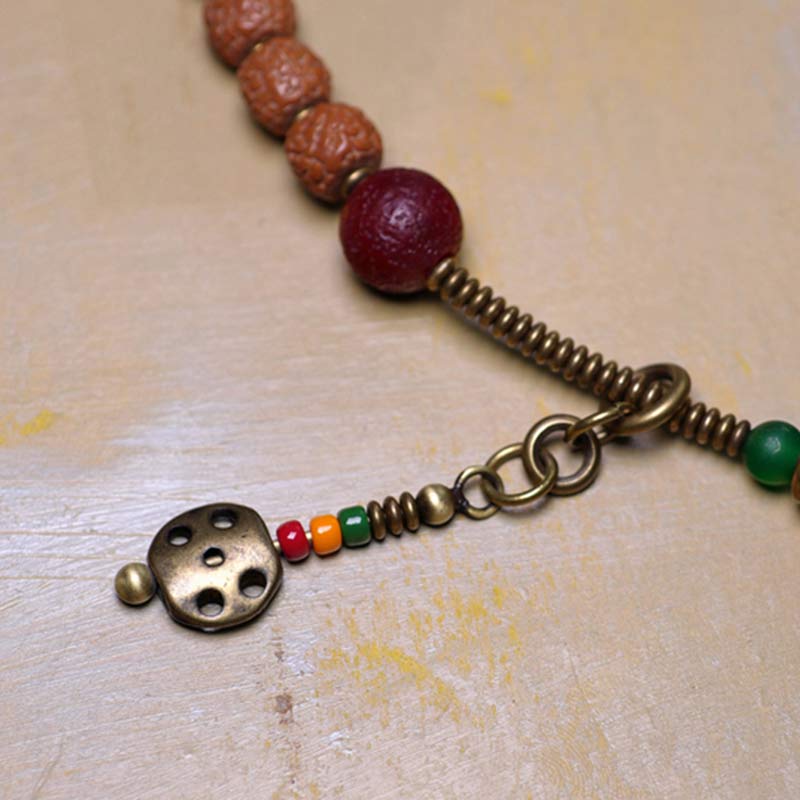Buddha Stones 108 Mala Rudraksha Beads Bodhi Seed Dzi Bead Luck Auspiciousness Nappa Bracciale