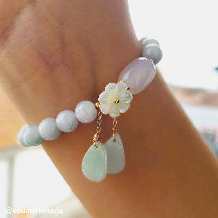 Buddha Stones Bracciale portafortuna in giada bianca naturale - image 7