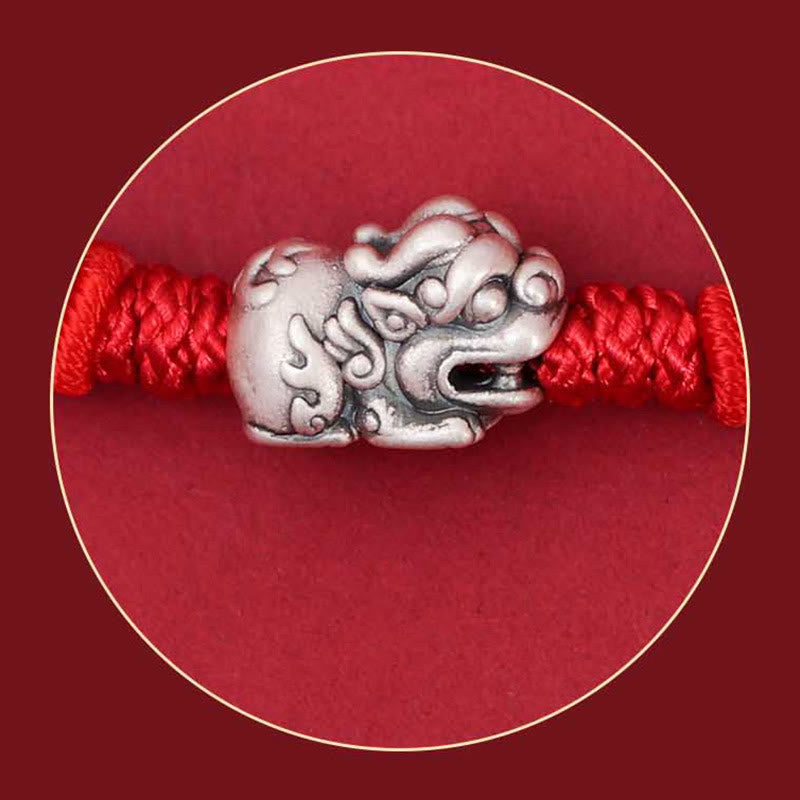 Bracciale intrecciato fatto a mano in argento sterling 925 con carattere PiXiu Fu , Buddha Stones - image 5