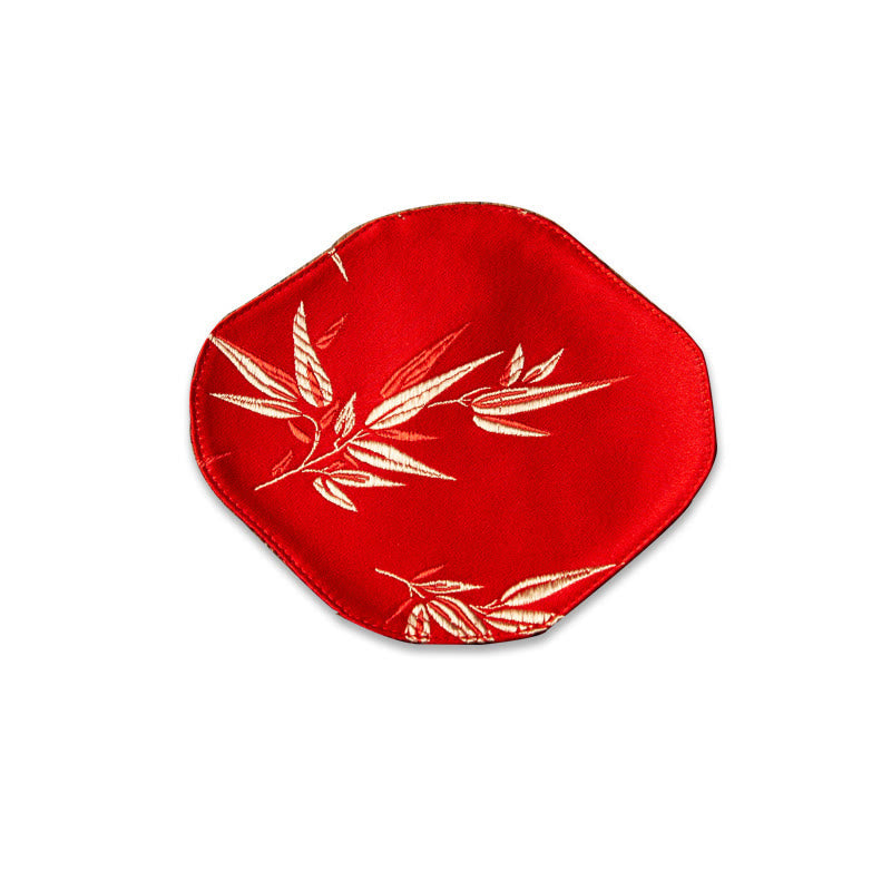 Buddha Stones Sea Wave Bamboo Plum Blossom Broccato Ricamo Sottobicchiere per tazza da tè Kung Fu Tappetino da tè