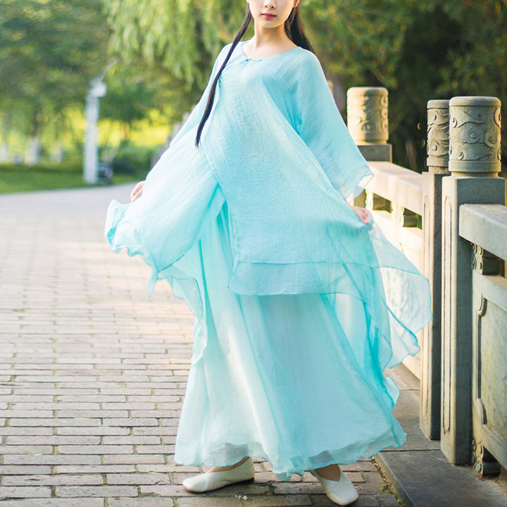 Buddha Stones 3 pezzi Yoga Chiffon Abbigliamento uniforme Meditazione Zen Pratica Set da donna - image 18