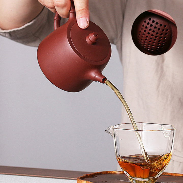 Teiera Kung Fu in argilla viola di bambù vintage fatta a mano Buddha Stones