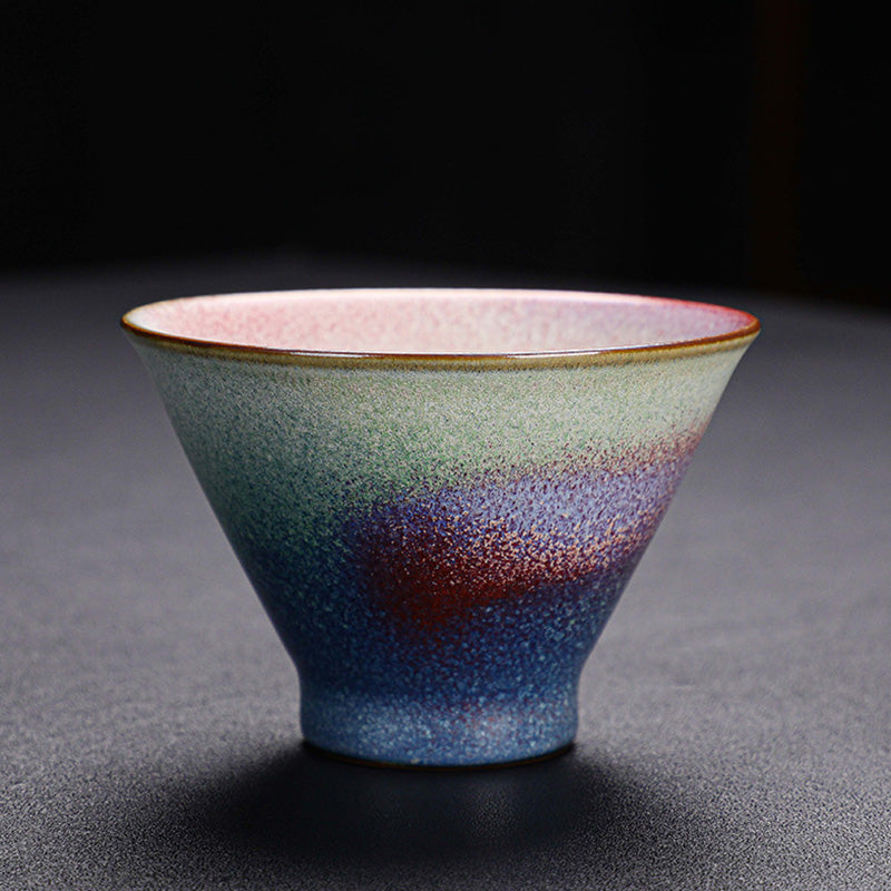Tazza da tè in ceramica con cambio forno e sfumatura rossa retrò Buddha Stones Kung Fu Tea Cup