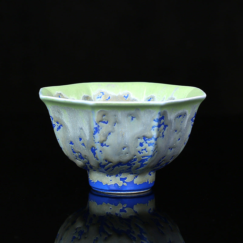 Buddha Stones Retro Blu Rosso Gradiente Loto Motivo Forno Cambia Tazza da Tè in Ceramica Kung Fu Tazza da Tè Ciotola