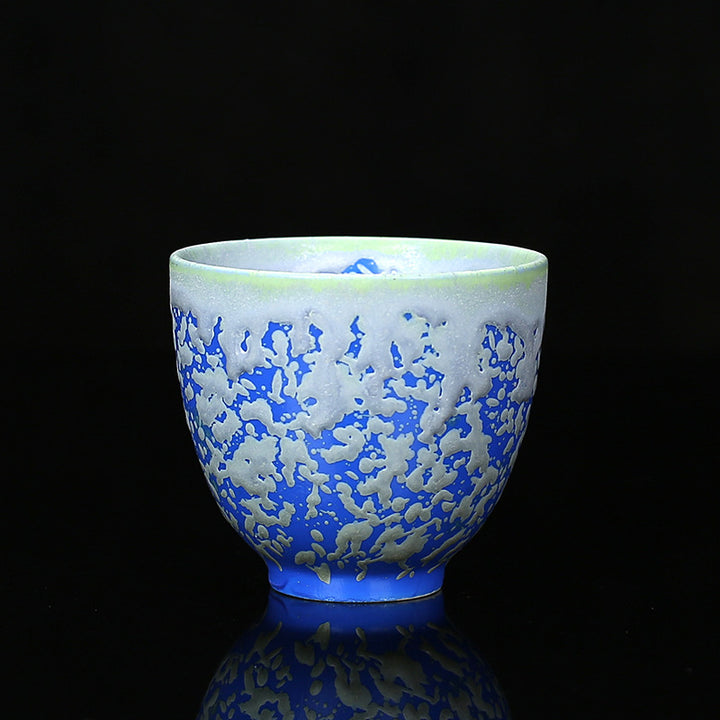 Buddha Stones Retro Blu Rosso Gradiente Loto Motivo Forno Cambia Tazza da Tè in Ceramica Kung Fu Tazza da Tè Ciotola