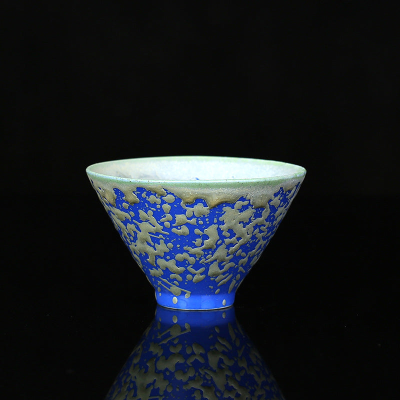 Buddha Stones Retro Blu Rosso Gradiente Loto Motivo Forno Cambia Tazza da Tè in Ceramica Kung Fu Tazza da Tè Ciotola