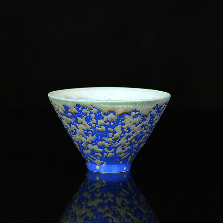 Buddha Stones Retro Blu Rosso Gradiente Loto Motivo Forno Cambia Tazza da Tè in Ceramica Kung Fu Tazza da Tè Ciotola