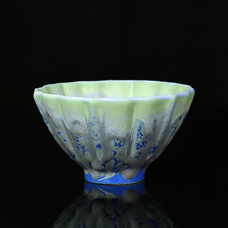 Buddha Stones Retro Blu Rosso Gradiente Loto Motivo Forno Cambia Tazza da Tè in Ceramica Kung Fu Tazza da Tè Ciotola