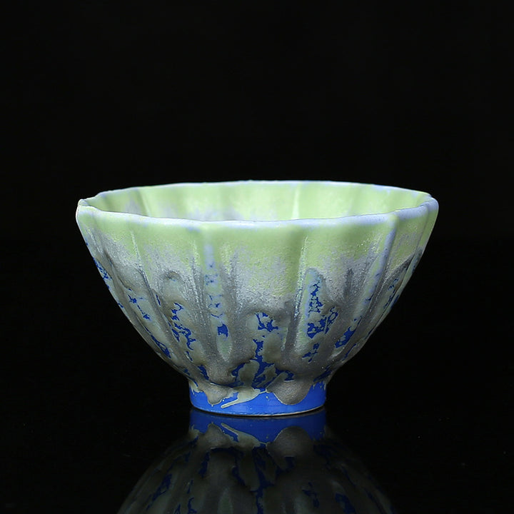 Buddha Stones Retro Blu Rosso Gradiente Loto Motivo Forno Cambia Tazza da Tè in Ceramica Kung Fu Tazza da Tè Ciotola
