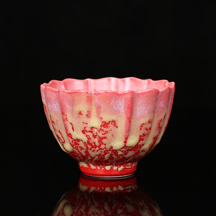 Buddha Stones Retro Blu Rosso Gradiente Loto Motivo Forno Cambia Tazza da Tè in Ceramica Kung Fu Tazza da Tè Ciotola