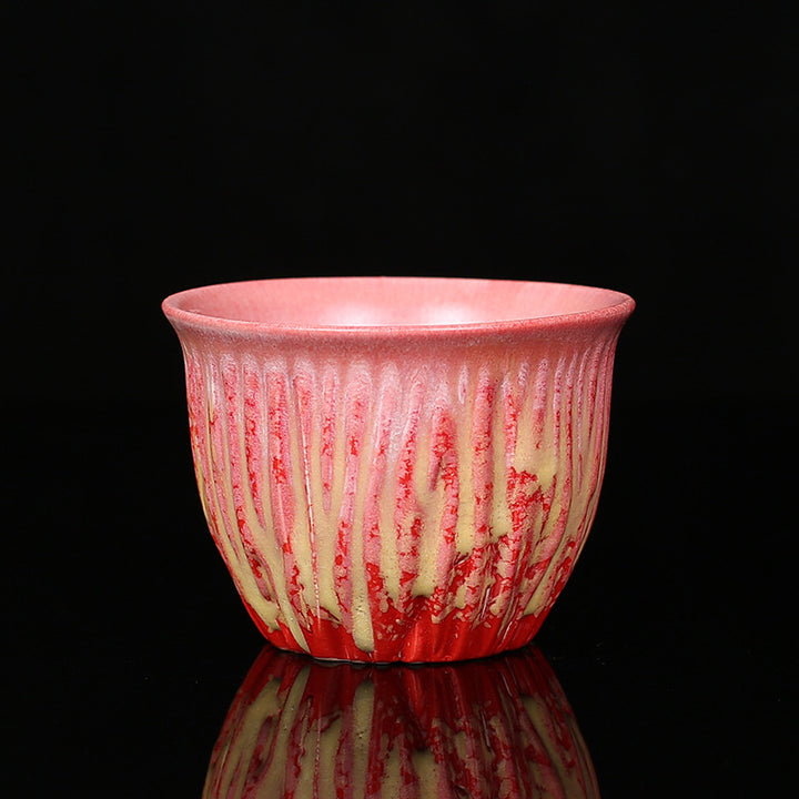 Buddha Stones Retro Blu Rosso Gradiente Loto Motivo Forno Cambia Tazza da Tè in Ceramica Kung Fu Tazza da Tè Ciotola