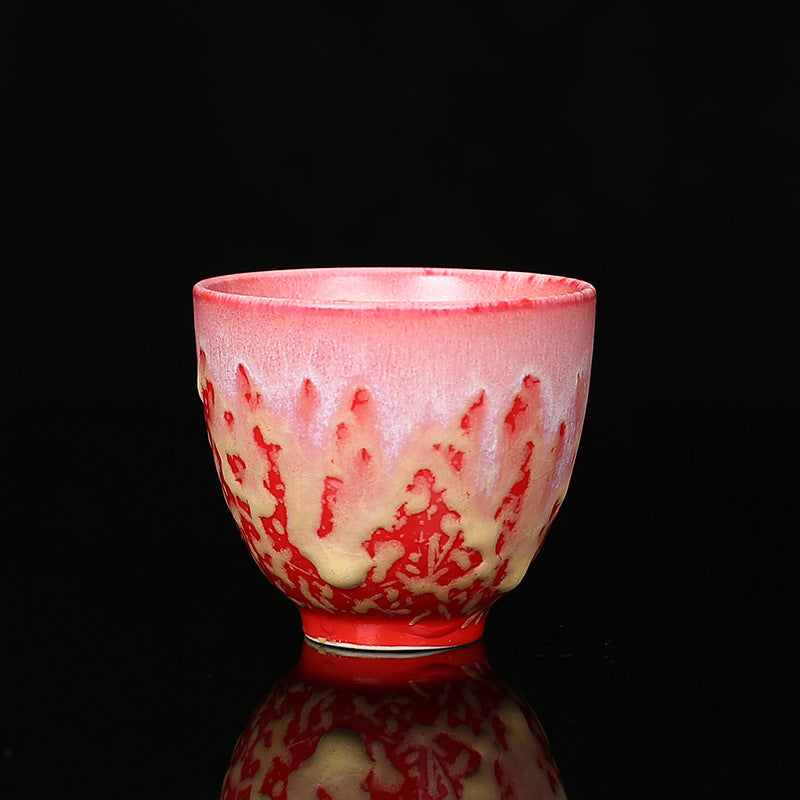 Buddha Stones Retro Blu Rosso Gradiente Loto Motivo Forno Cambia Tazza da Tè in Ceramica Kung Fu Tazza da Tè Ciotola