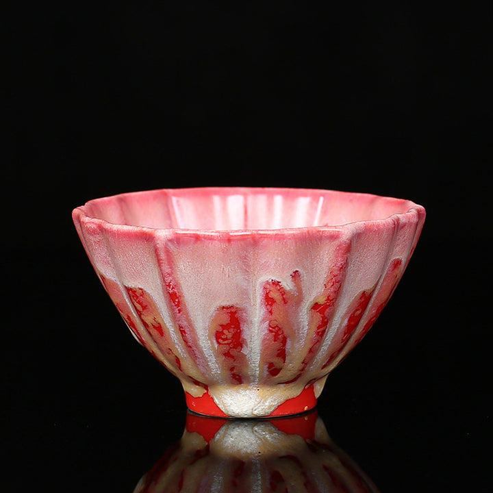 Buddha Stones Retro Blu Rosso Gradiente Loto Motivo Forno Cambia Tazza da Tè in Ceramica Kung Fu Tazza da Tè Ciotola