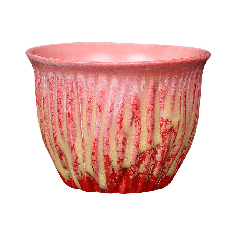 Buddha Stones Retro Blu Rosso Gradiente Loto Motivo Forno Cambia Tazza da Tè in Ceramica Kung Fu Tazza da Tè Ciotola